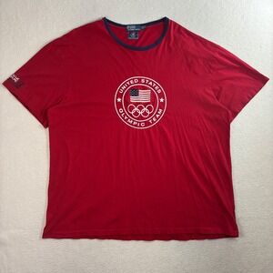 Polo Ralph Lauren US Olympic Team T Shirt Mens 2XB Red 2012 London Ringer Y2K